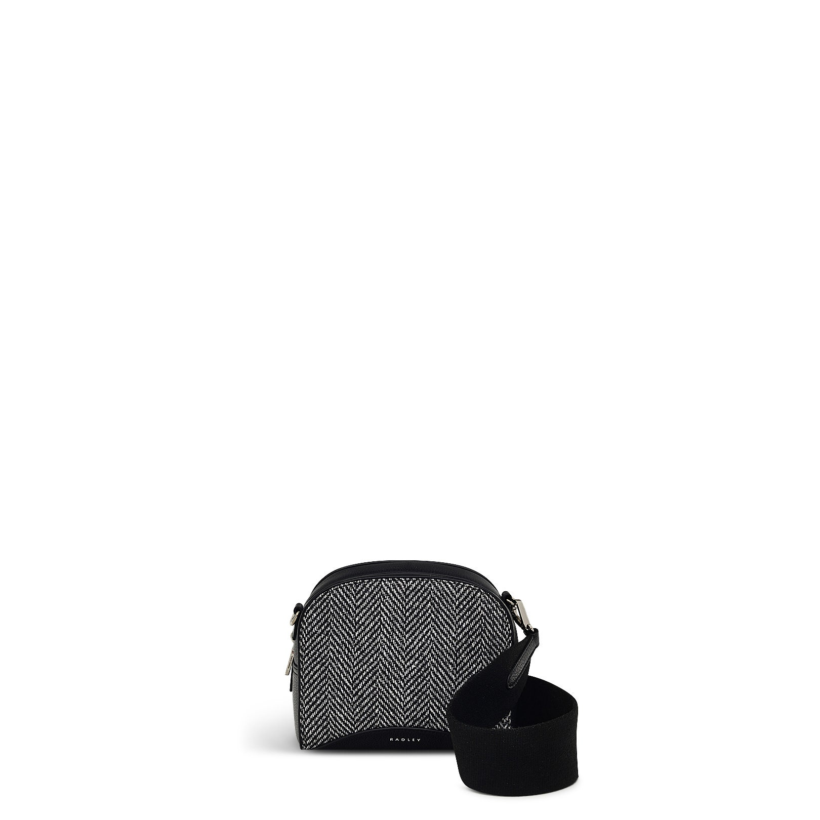 Radley London Womens Leather Arden Crescent - Herringbone Small Zip Around Crossbody - Black Small