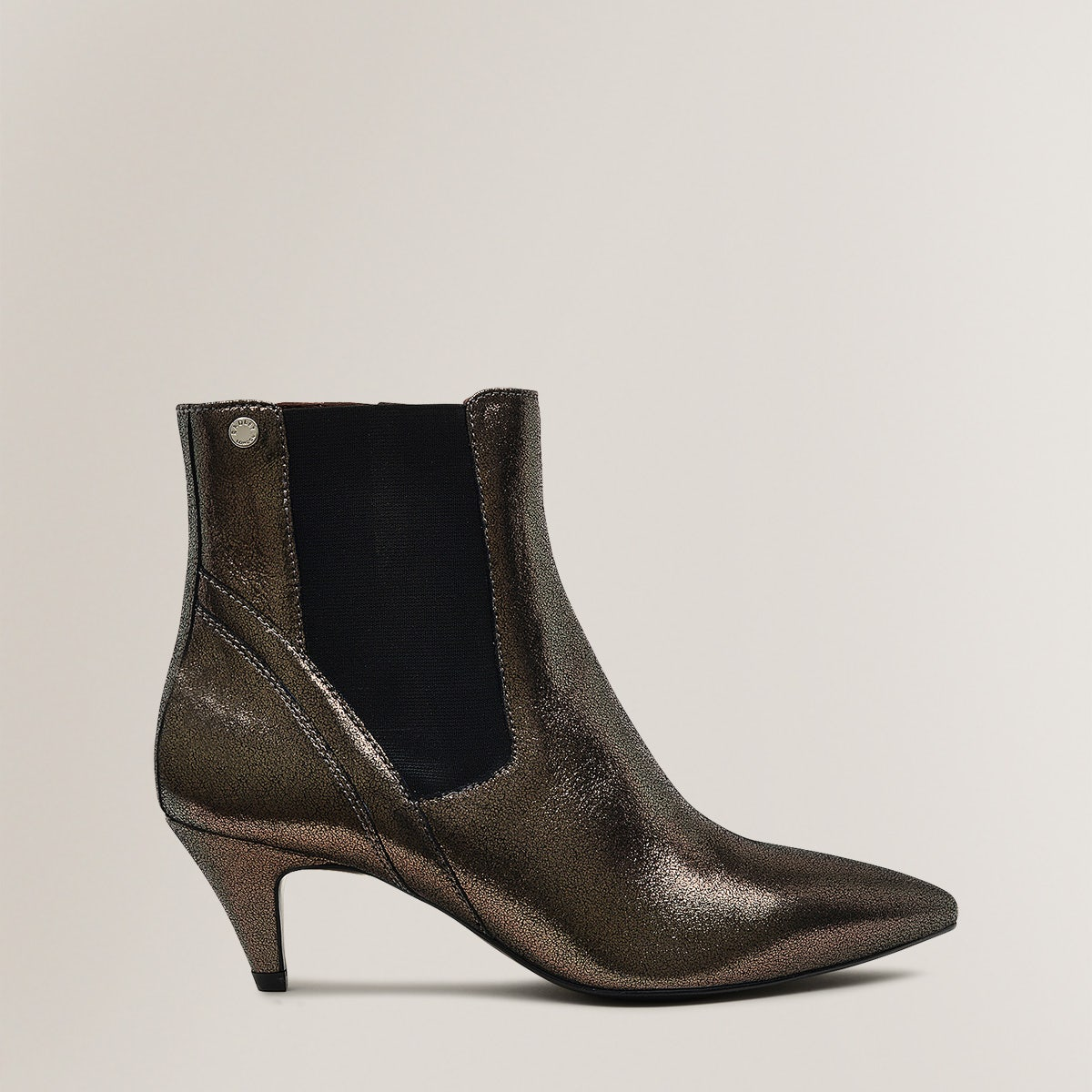 Radley London Womens Leather Point Street - Metallic Cone Heeled Bootie - Silver UK 4 / EUR 37