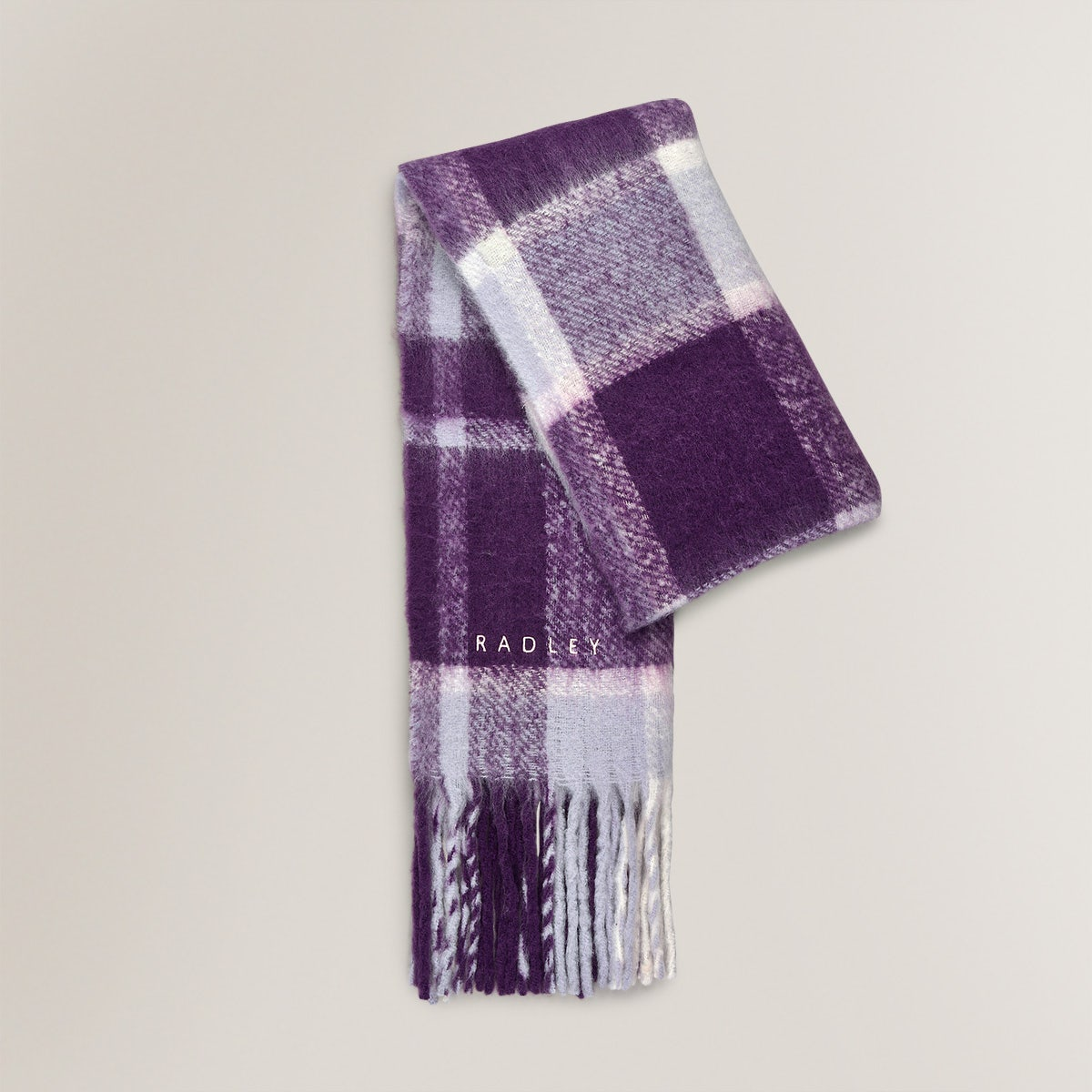 Radley London Womens Fluffy Check Scarf - Purple