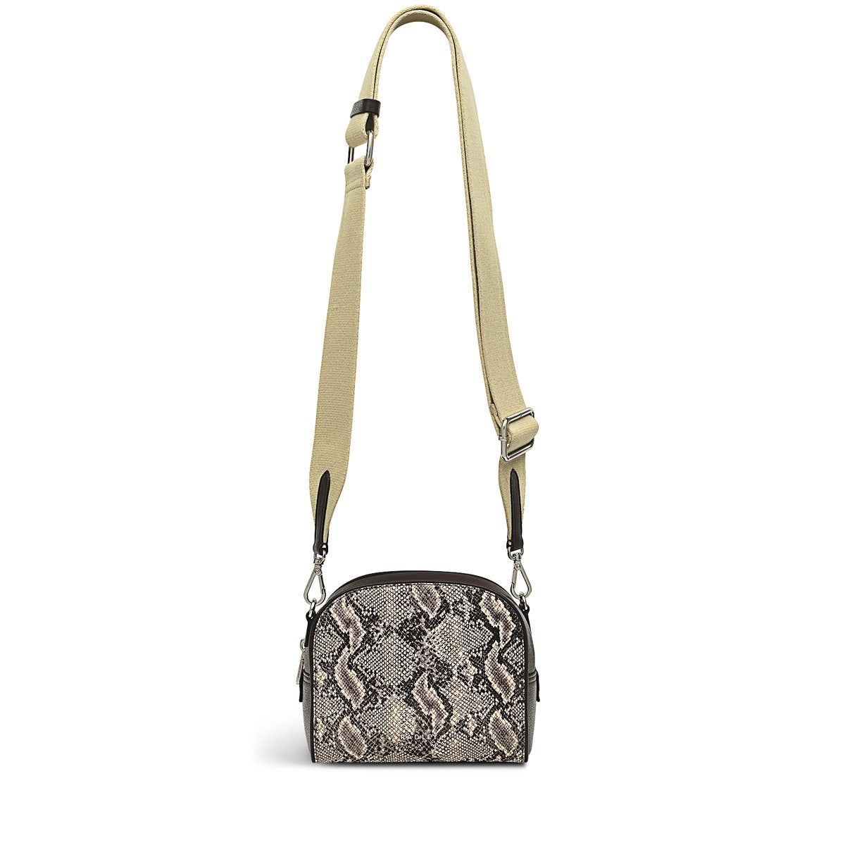 Radley London Womens Leather Arden Crescent - Faux Snake Small Zip Around Crossbody - White Small