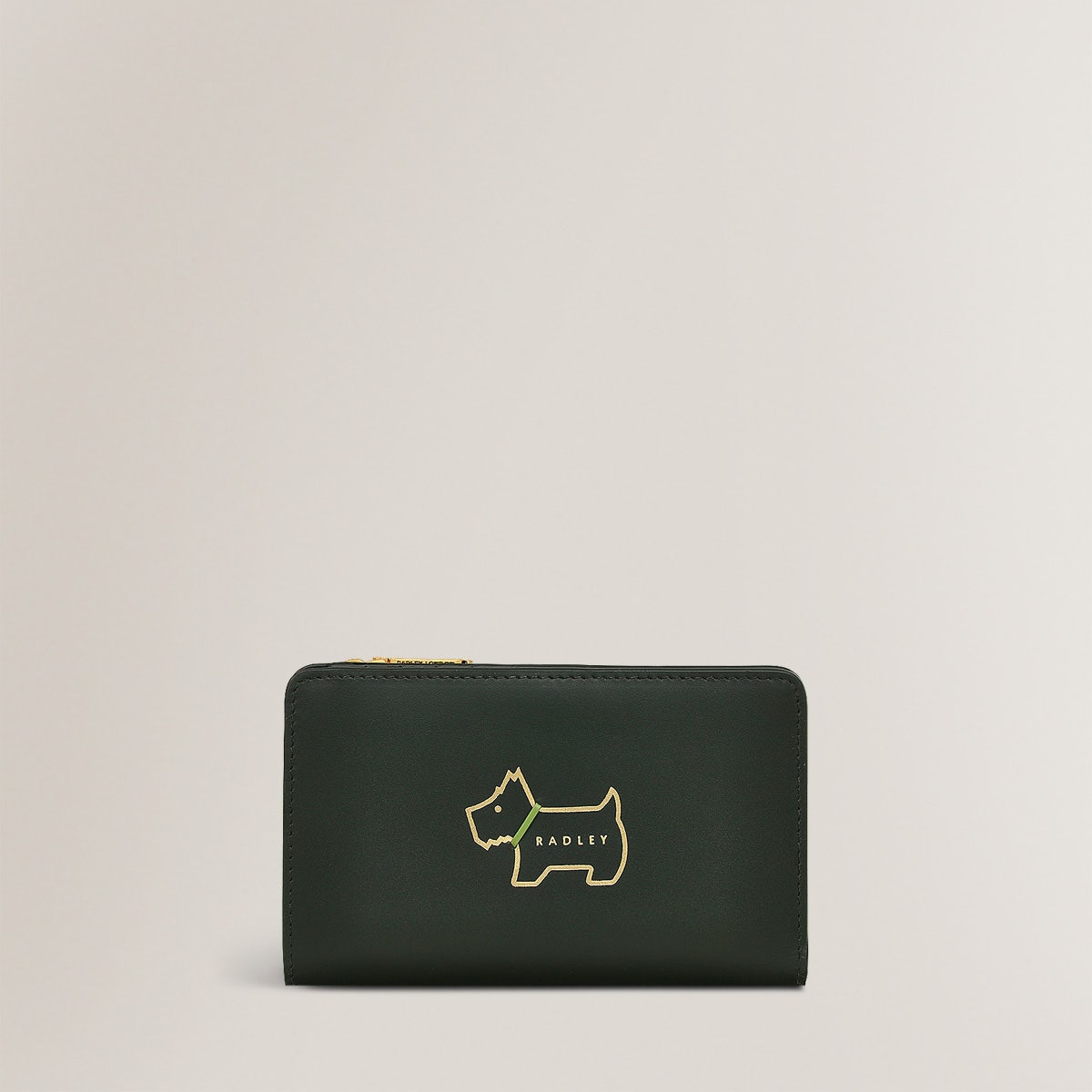 Radley London Womens Leather HERITAGE DOG OUTLINE MEDIUM BIFOLD PURSE RACING GREEN Medium Bifold Purse - Green