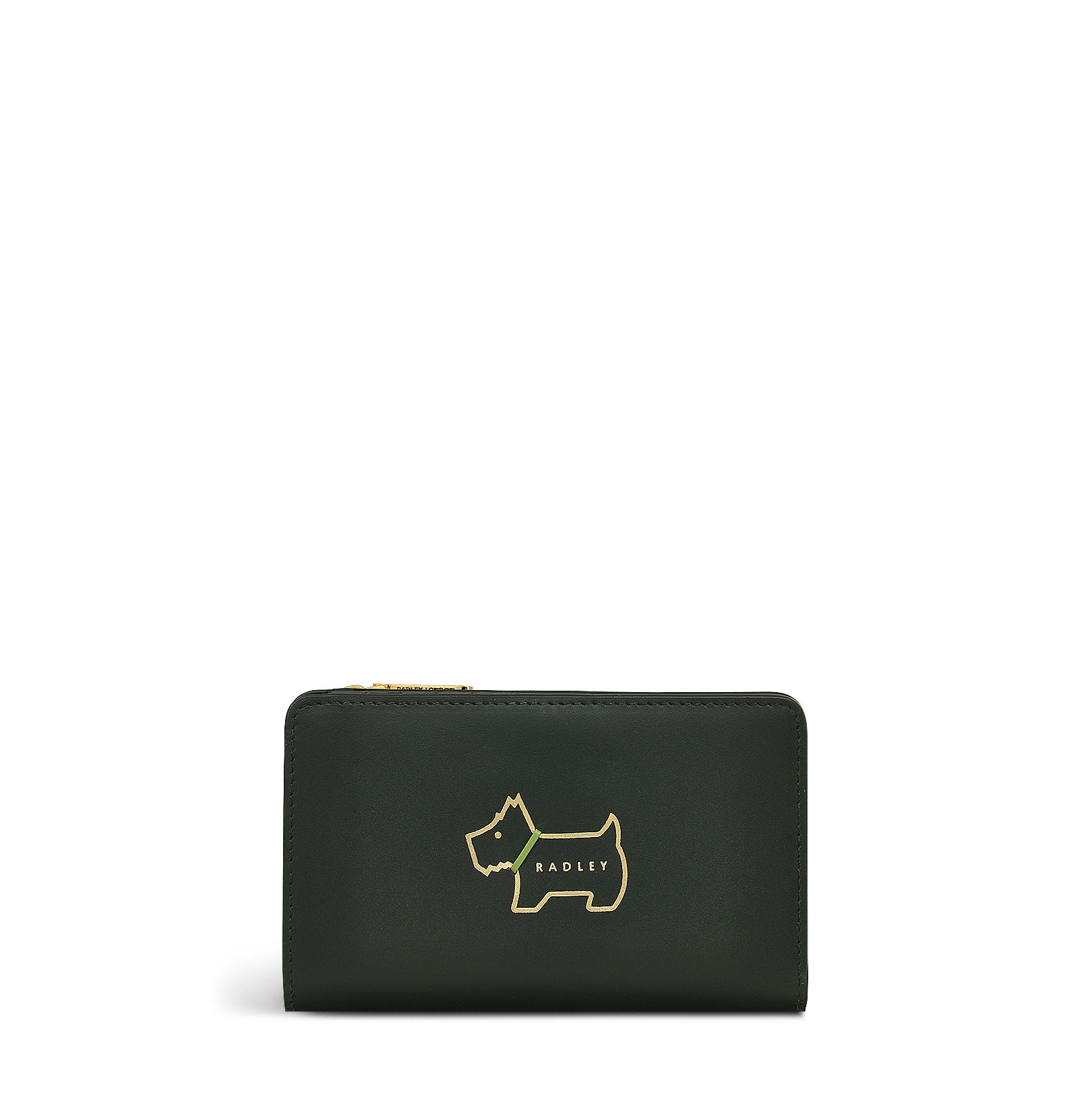 Radley London Womens Leather HERITAGE DOG OUTLINE MEDIUM BIFOLD PURSE RACING GREEN Medium Bifold Purse - Green